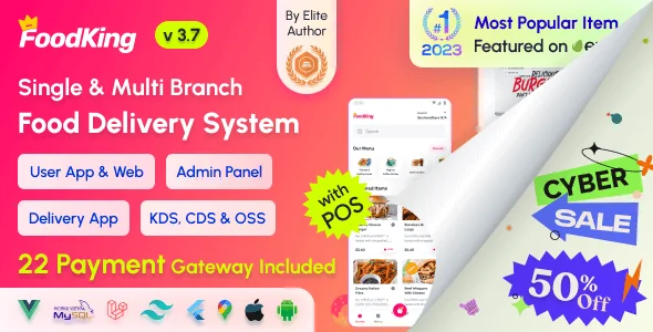 FoodKing - Restaurant Food Delivery System with Admin Panel & Delivery Man App | Restaurant POS