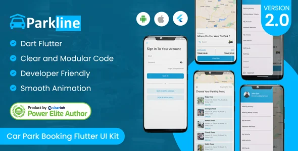 Parkline - Biggest Smart Parking Finder Flutter Full App UI Kit