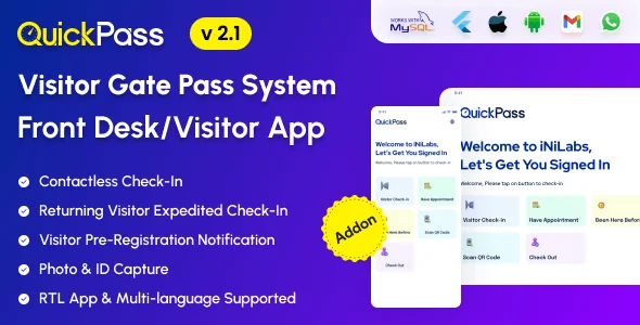 QuickPass - Visitor Gate Pass System Frontdesk App/Visitor App