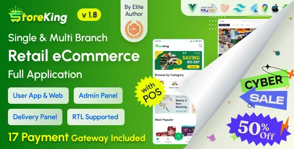 StoreKing - eCommerce (Grocery, Pharmacy, Supershop) App with Laravel Website & Admin Panel with POS