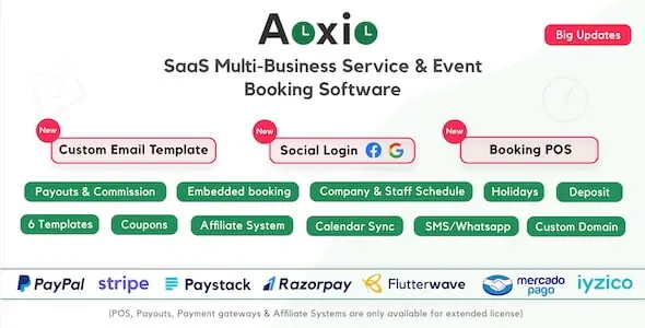 Aoxio - SaaS Multi-Business Service & Event Booking Software